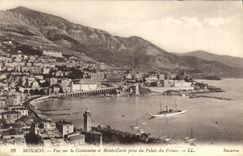 CPA Monaco Vue sur la Condamine et Monte Carlo prise du Palais du Prince Bateau