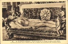 VINTAGE POSTCARD St Martin Vesubie Christ carves by a shepherd of the country