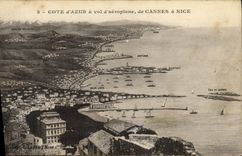 CPA Cote d'Azur a vol d'aeroplane de Cannes a Nice
