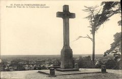 VINTAGE POSTCARD Drill of Fontainebleau Point of view of the Cross of the Martyrdom