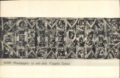 POSTAL Roma Michelangelo Volta Della Cappella Sistina de la VENDIMIA