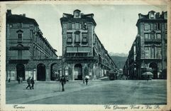 VINTAGE POSTCARD Torino Via Giuseppe Verdi E Via Po