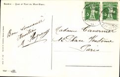 VINTAGE POSTCARD Geneva Quay and Bridge of Mont Blanc