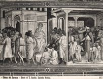 La POSTAL Firenze Chiesa LED de la VENDIMIA teñe con el carmín Storie di S Cecilia Spinello Aretino