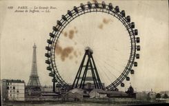 VINTAGE POSTCARD Paris the Large Wheel Which occurred De Suffren Eiffel Tower