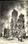 VINTAGE POSTCARD European War Rheims the Cathedral Set fire to By German Militaria
