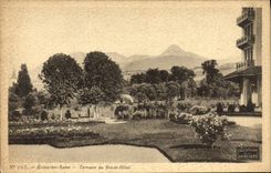VINTAGE POSTCARD Evian Les Bains Terrace Of the Royal Hotel