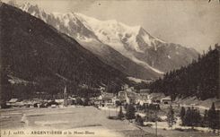 POSTAL Argemtieres y Mont Blanc de la VENDIMIA