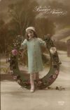 VINTAGE POSTCARD Fantaisie Child Horseshoe