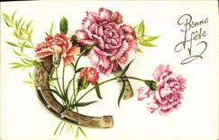 CPA Bonne Fete Fleurs Fer a cheval