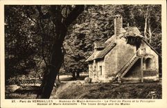 VINTAGE POSTCARD Park of Versailles Hamlet of Marie Antoinette the stone bridge and the presbytery