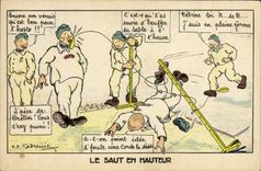 VINTAGE POSTCARD the High jump Militaria