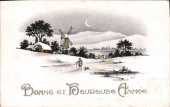CPA Fantaisie Bonen annee Moulin a vent