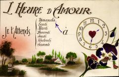 VINTAGE POSTCARD Fantasy the hour of love