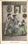 VINTAGE POSTCARD Fantasy tempting Pierrot Woman