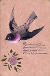CPA Fantaisie Fleur Oiseaue 