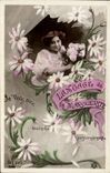 VINTAGE POSTCARD Fantasy Woman Language of the Marguerite