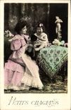 VINTAGE POSTCARD Fantasy Woman Small Sorrows Child Baby