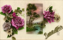 CPA Fantaisie Fleurs Bonne Fete