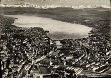 MODERN CARD Zurich Die innere Stadt von Flugzeug aus