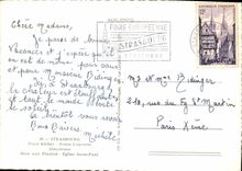 POSTAL MODERNA Estrasburgo pone el baño Alsatian cubierto Ponts de Kleber en las plantas Eglise San Pablo