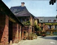 MODERN CARD Red Collonges the Place of the Church With the Market
