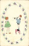VINTAGE POSTCARD Fantasy Children Trumpet