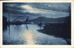 VINTAGE POSTCARD Fantaisie Fishes Boats