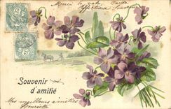 CPA Fantaisie Fleurs Souvenir D'Amitie