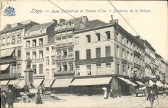VINTAGE POSTCARD Liege Streets Cathedral And Vinave D' Ile Fountain Of the Virgin