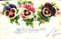 CPA Bonne Et Heureuse Annee Fleurs