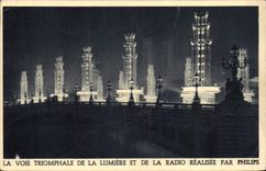 VINTAGE POSTCARD the Triumphal Way Of the Light And Radio operator Realized By Philips Paris Bridge Alexandre III
