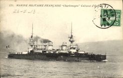 CPA Marine Militaire Francaise Charlemagne Cuirasse d'Escadre Bateau