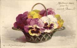 VINTAGE POSTCARD Better Noeux For the New Year's Day Flowers
