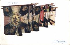 VINTAGE POSTCARD German Flags 1914 1915 Militaria