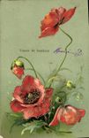 CPA Voeux De bonheur Fleurs