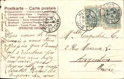 VINTAGE POSTCARD Fantaisie Flowers Hands Anchors of Bonne navy And Happy Year