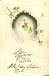 VINTAGE POSTCARD Fantaisie Flowers Clover Horseshoe Bonne Festival