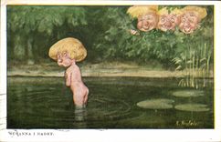 CPA Susanna I Badet Enfants