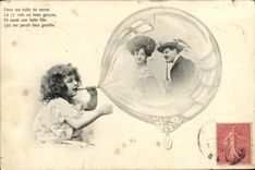 VINTAGE POSTCARD In My Soap Child Bubble