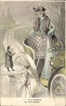 VINTAGE POSTCARD In Chauffeuse a Small Driver Automobile Woman Angel