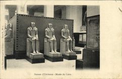 VINTAGE POSTCARD Statues of Usirtesen Museum Of Cairo Egypt