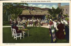 VINTAGE POSTCARD Fiesta At one Off The Many Guest Ranches Nearby Southern Pacific Deposit