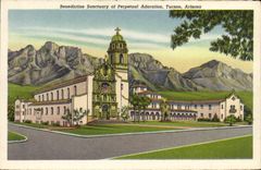 VINTAGE POSTCARD Benedictine Sanctuary Off Perpetual Worship Tucson Arizona San Xavier Mission