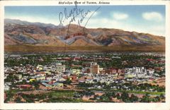 VINTAGE POSTCARD Patio Off The Lodge One The Serves off Bird' S eye view Tucson