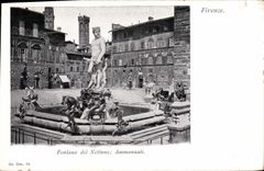 POSTAL Fontana del Nettuno Ammannati Firenze de la VENDIMIA