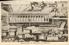VINTAGE POSTCARD Restituttion of the Acropolis of Delphes Greece