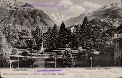 VINTAGE POSTCARD Interlaken Kurgarten und Jungfrau