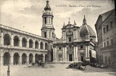 VINTAGE POSTCARD Loreto Basilica E Piazza beyond Madonna