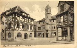VINTAGE POSTCARD Alzey Rathaus put Volkerbrunnen